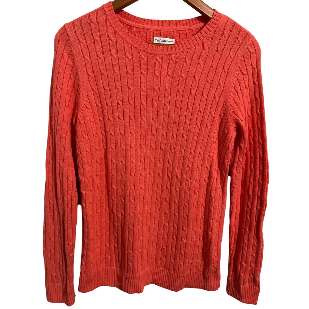 Croft & Barrow Salmon Colored Cable Knit Pullover Sweater Women's Size Small